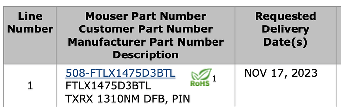 FTLX1475D3BTL SFP Transceiver